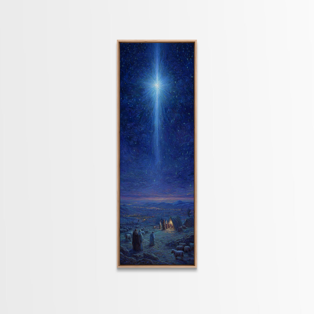 The Guiding Star - Framed Canvas Print - Christian Wall Art - Jesus Painting - Christian Christmas Art - Tall Skinny Art Print - Faith Art
