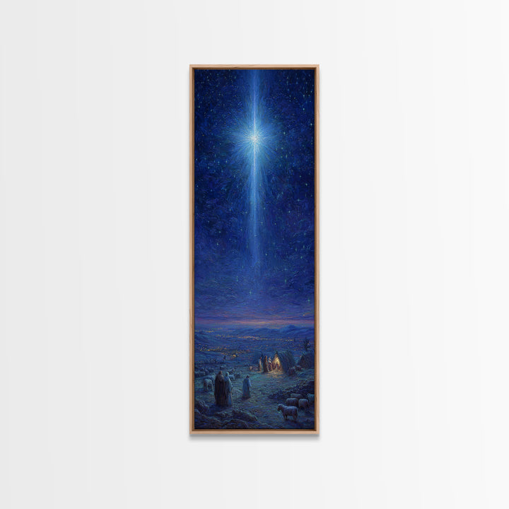 The Guiding Star - Framed Canvas Print - Christian Wall Art - Jesus Painting - Christian Christmas Art - Tall Skinny Art Print - Faith Art