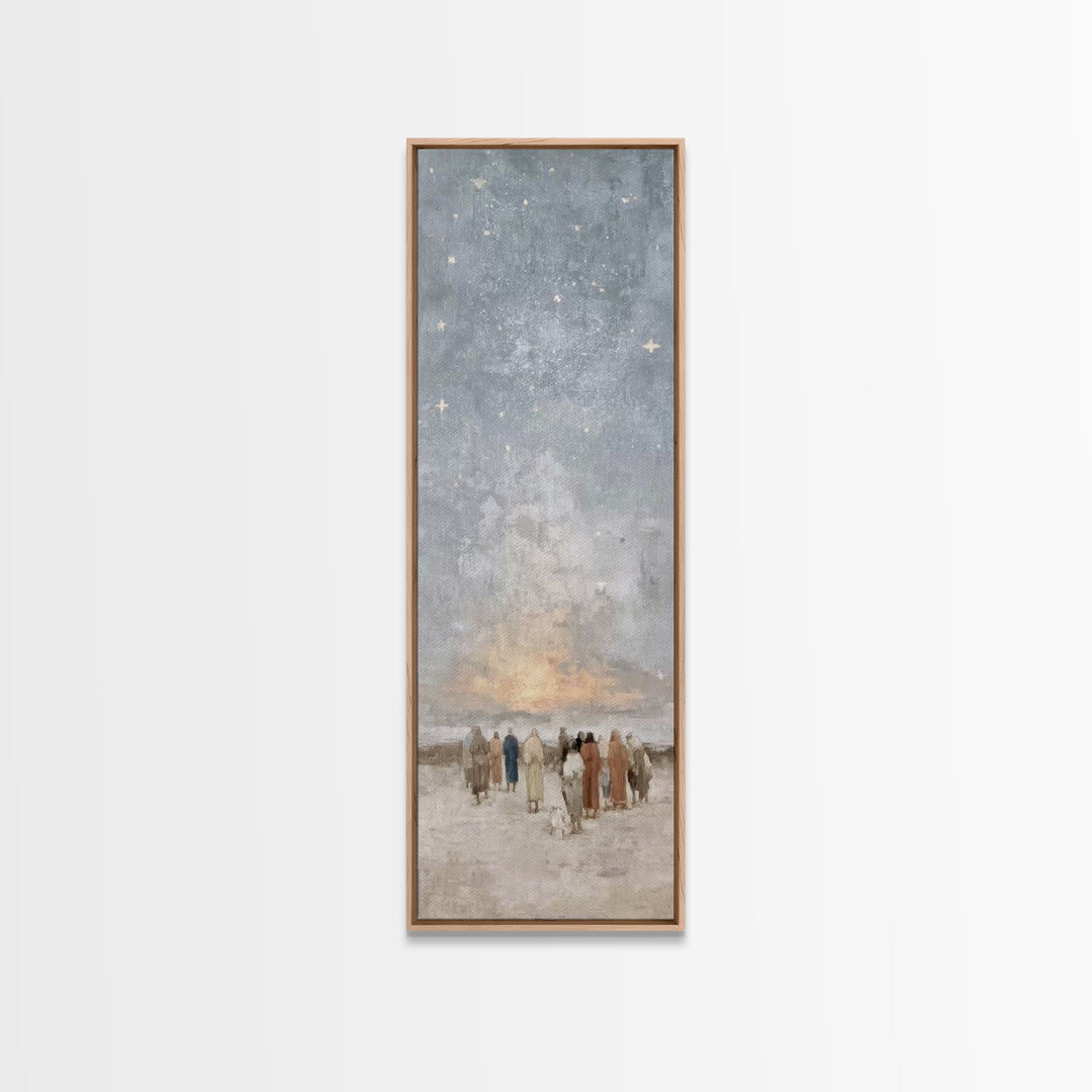 Star Of Peace - Framed Canvas Print - Christian Christmas Art - Christian Art Canvas - Jesus Painting - Christian Wall Art - Narrow Art - C