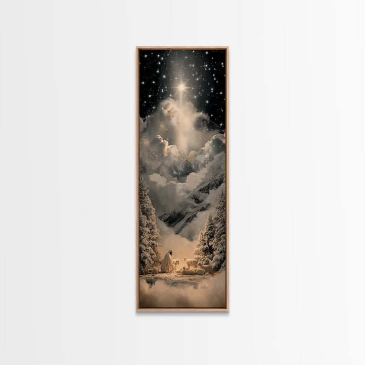 Silent Bethlehem - Framed Canvas Print - Christian Wall Art - Tall Skinny Art Print - Christian Art Canvas - Jesus Painting - Christian Chr