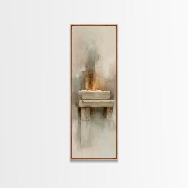 Winter Nativity Light - Framed Canvas Print - Christian Wall Art - Christian Christmas Art - Tall Narrow Wall Art - Christian Art Canvas -