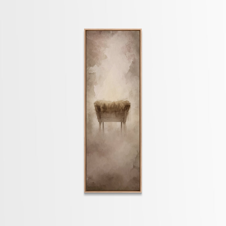 Grace In The Manger – Framed Canvas Print – Christian Christmas Art – Christian Wall Art – Tall Skinny Art Print – Christian Art Canvas – J