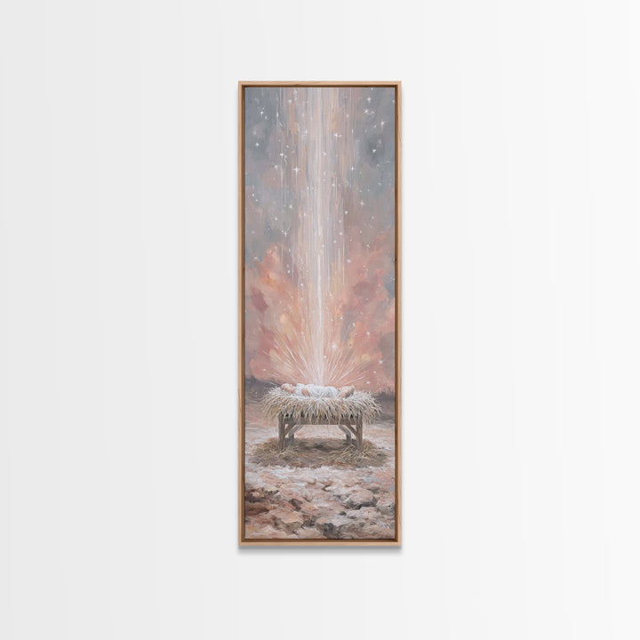 Heavenly Child Light – Framed Canvas Print – Christian Art Canvas – Christian Christmas Art – Christian Wall Art – Tall Skinny Art Print –