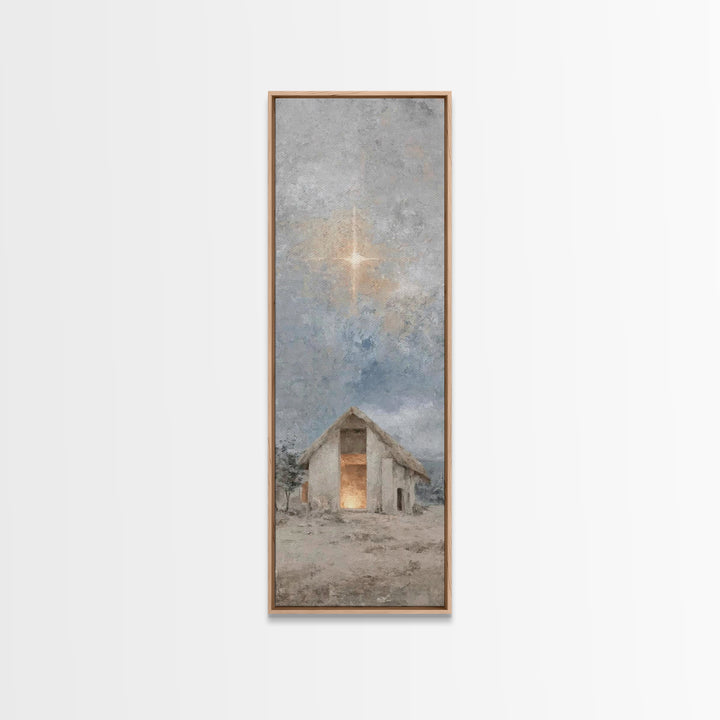 Sacred Stable Star – Framed Canvas Print – Skinny Art – Christian Art Canvas – Christian Wall Art – Christian Christmas Art – Jesus Paintin