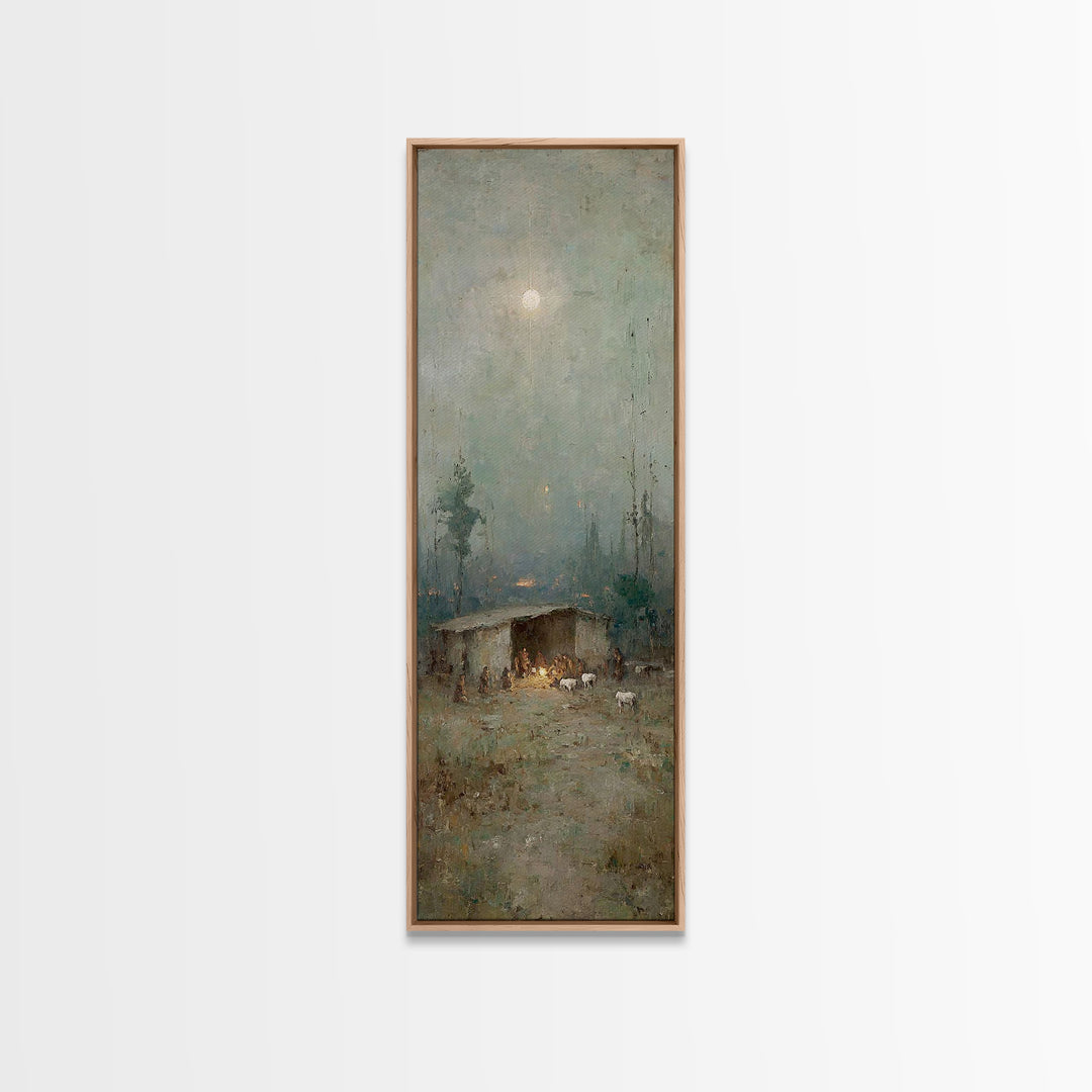 Shepherds In Wonder – Framed Canvas Print – Christian Art Canvas – Christian Wall Art – Jesus Painting – Tall Narrow Wall Art – Christian C