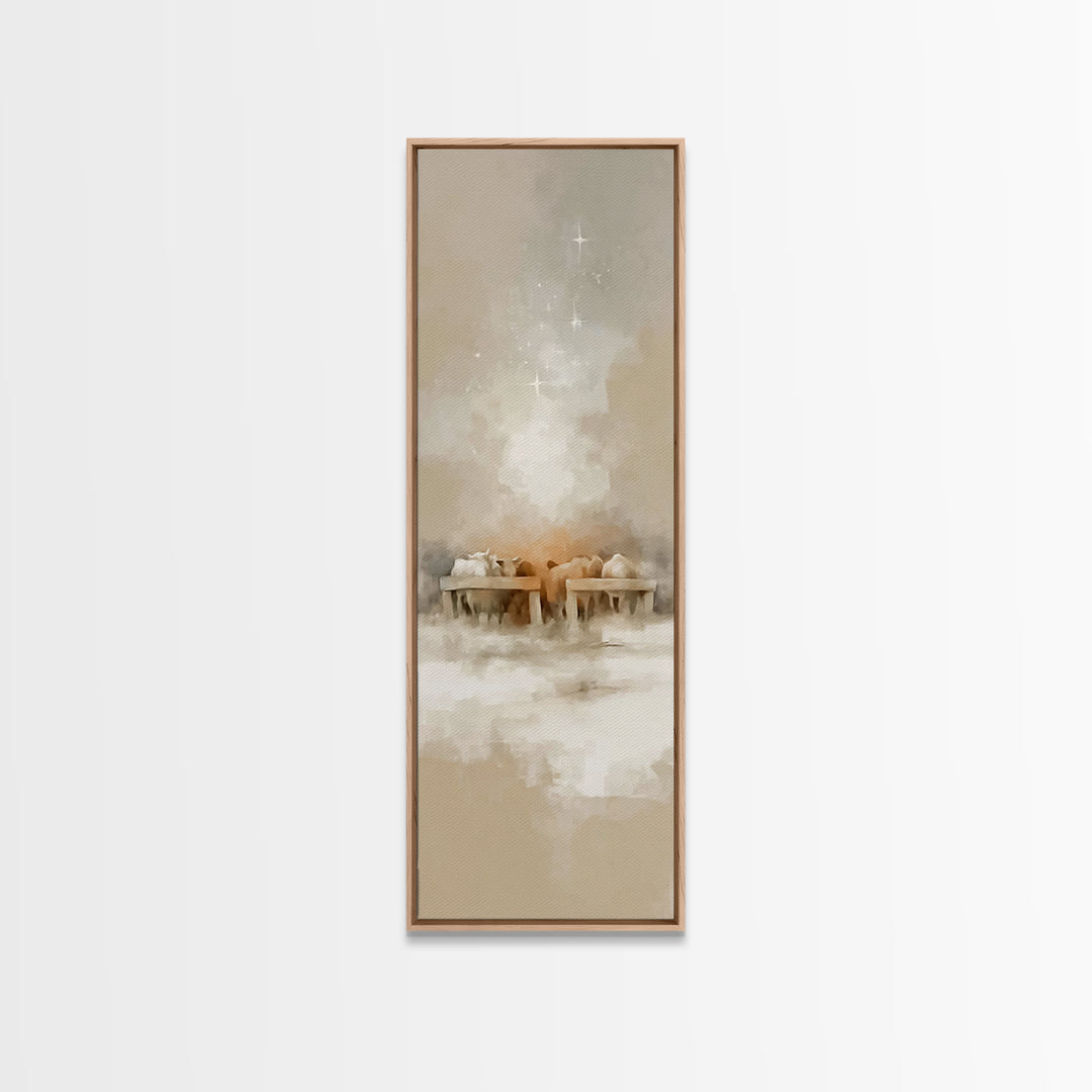 Shepherds At Dawn – Framed Canvas Print – Christian Wall Art – Jesus Painting – Christian Art Canvas – Tall Narrow Wall Art