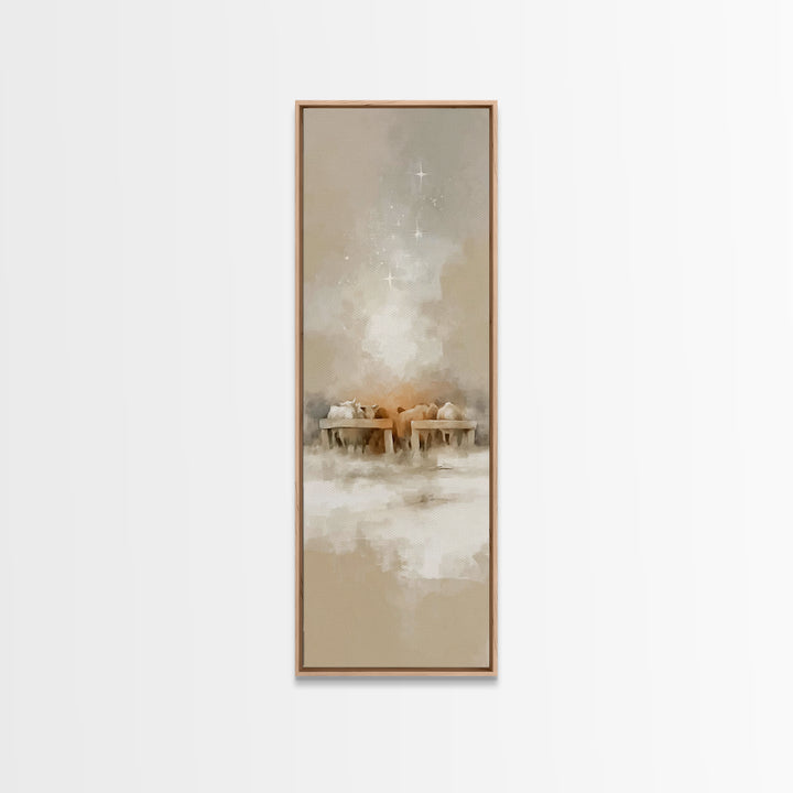 Shepherds At Dawn – Framed Canvas Print – Christian Wall Art – Jesus Painting – Christian Art Canvas – Tall Narrow Wall Art