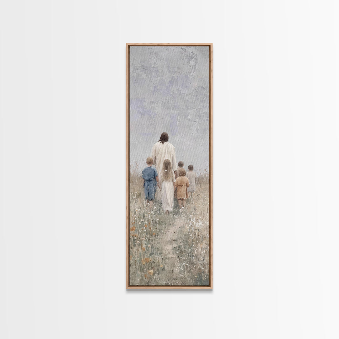 Path Of Grace, Framed Canvas Print, Christian Art Canvas, Jesus Painting, Christian Wall Art, Skinny Art, Christian Christmas Art