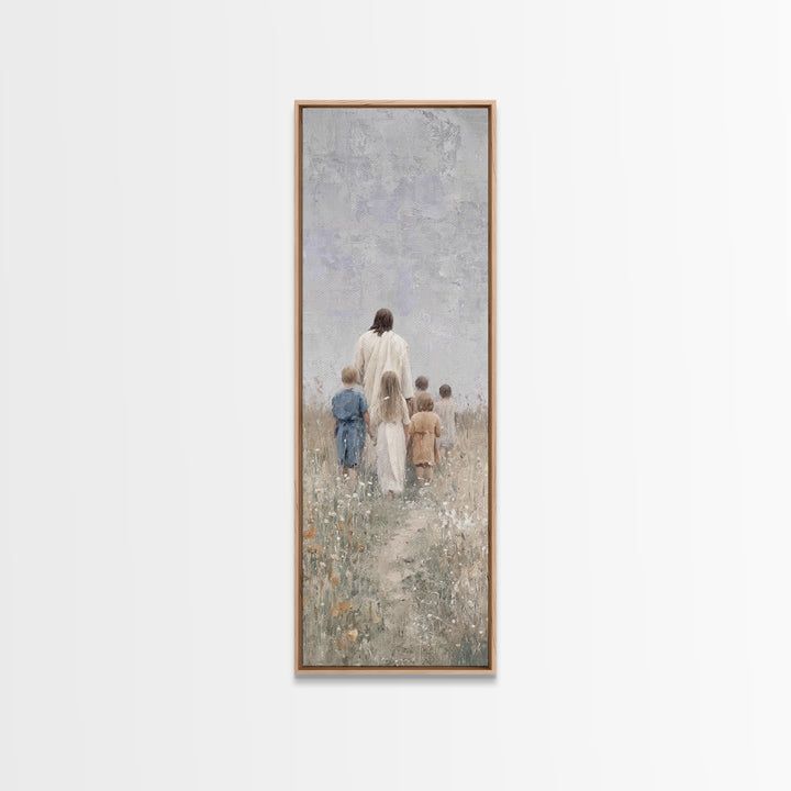 Path Of Grace, Framed Canvas Print, Christian Art Canvas, Jesus Painting, Christian Wall Art, Skinny Art, Christian Christmas Art