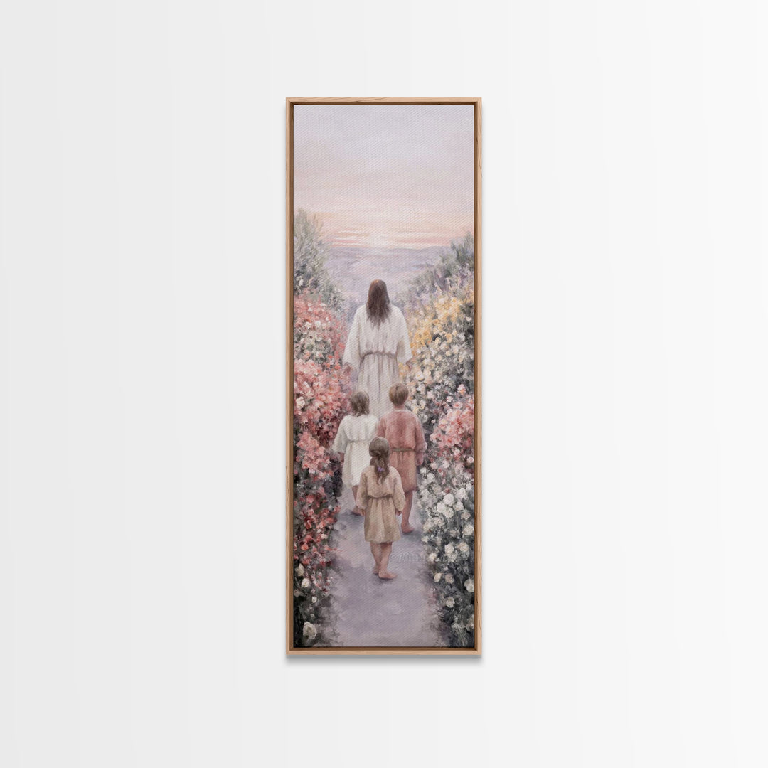 Morning With Christ | Framed Canvas Print | Christian Wall Art | Christian Art Canvas | Jesus Painting | Tall Skinny Art Print