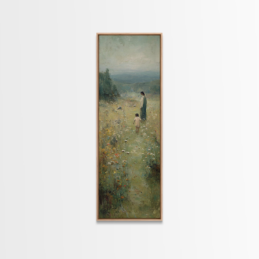 Garden Of Hope, Framed Canvas Print, Christian Wall Art, Jesus Painting, Christian Art Canvas, Tall Narrow Wall Art, Christian Decor