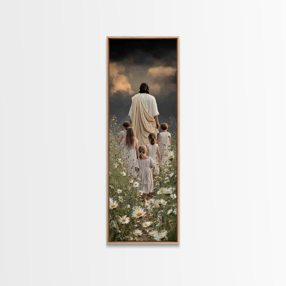 Walk In Faith | Framed Canvas Print | Christian Art Canvas | Christian Wall Art | Jesus Painting | Skinny Art
