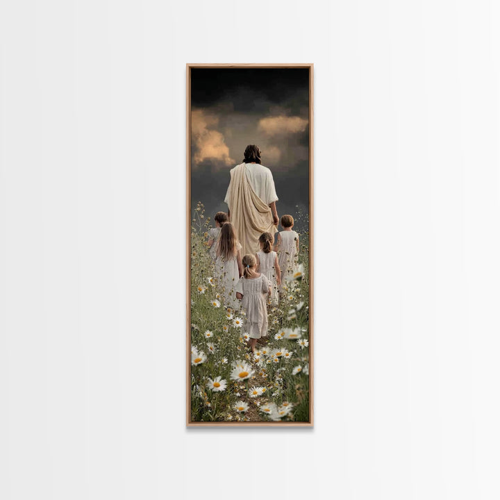 Walk In Faith | Framed Canvas Print | Christian Art Canvas | Christian Wall Art | Jesus Painting | Skinny Art