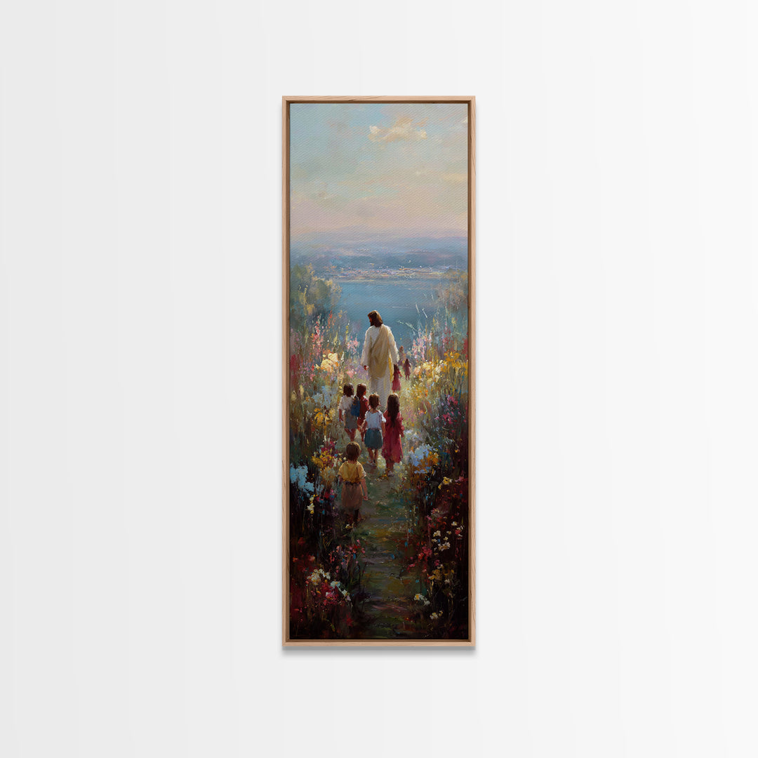 Horizon Of Peace, Framed Canvas Print, Christian Wall Art, Christian Art Canvas, Jesus Painting, Narrow Art