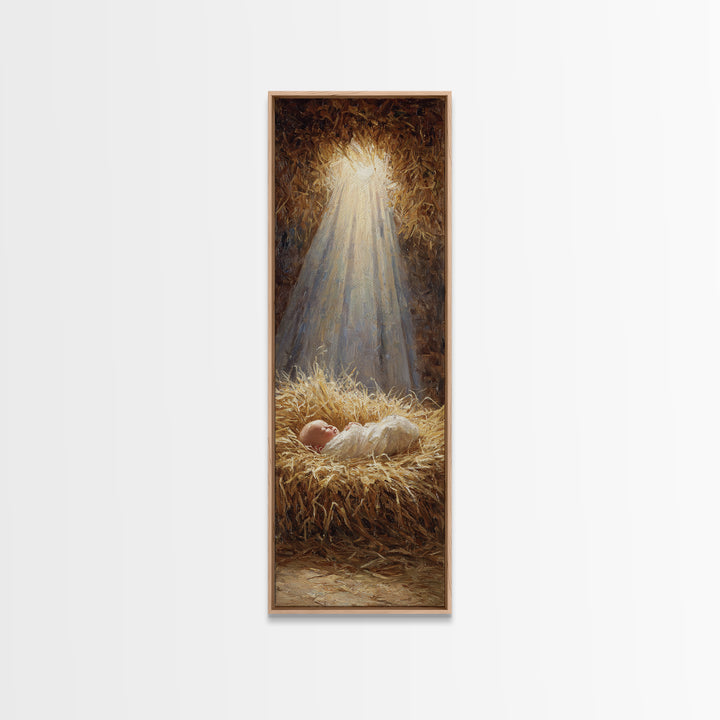 Light Of Bethlehem | Framed Canvas Print | Christian Art Canvas | Christian Wall Art | Jesus Painting | Narrow Art