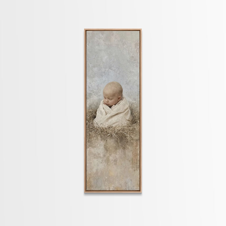 Silent Nativity Stillness – Framed Canvas Print – Christian Art Canvas – Christian Wall Art – Jesus Painting – Skinny Art