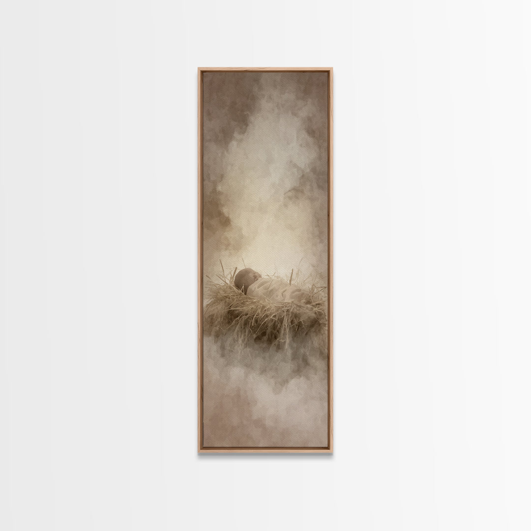 Little Lamb Blessing – Framed Canvas Print – Christian Art Canvas – Christian Wall Art – Jesus Painting – Tall Skinny Art Print