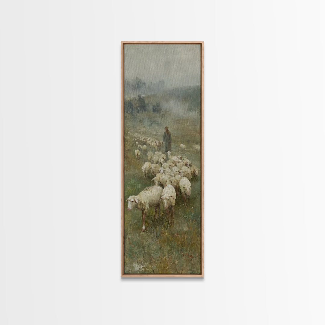 Gentle Shepherd Path – Framed Canvas Print – Christian Wall Art – Jesus Painting – Narrow Art – Christian Christmas Art – Christian Decor F