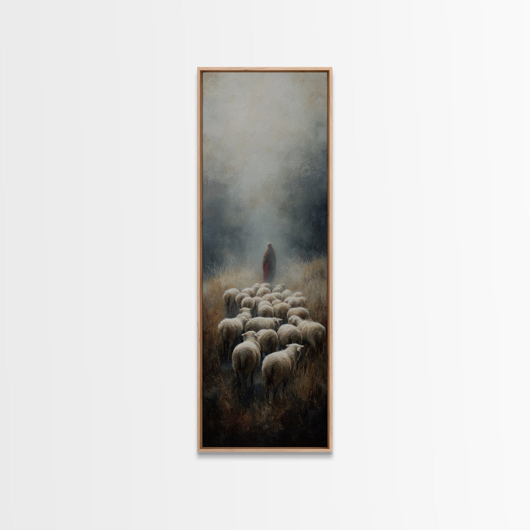 Guiding Light Meadow – Framed Canvas Print – Christian Christmas Art – Narrow Art – Jesus Painting – Christian Art Canvas – Christian Wall