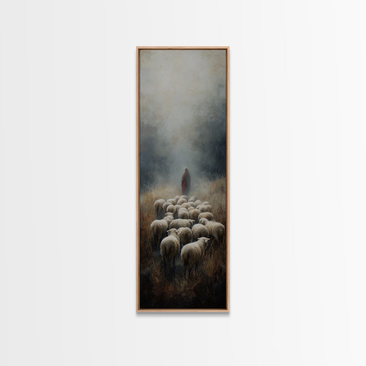 Guiding Light Meadow – Framed Canvas Print – Christian Christmas Art – Narrow Art – Jesus Painting – Christian Art Canvas – Christian Wall