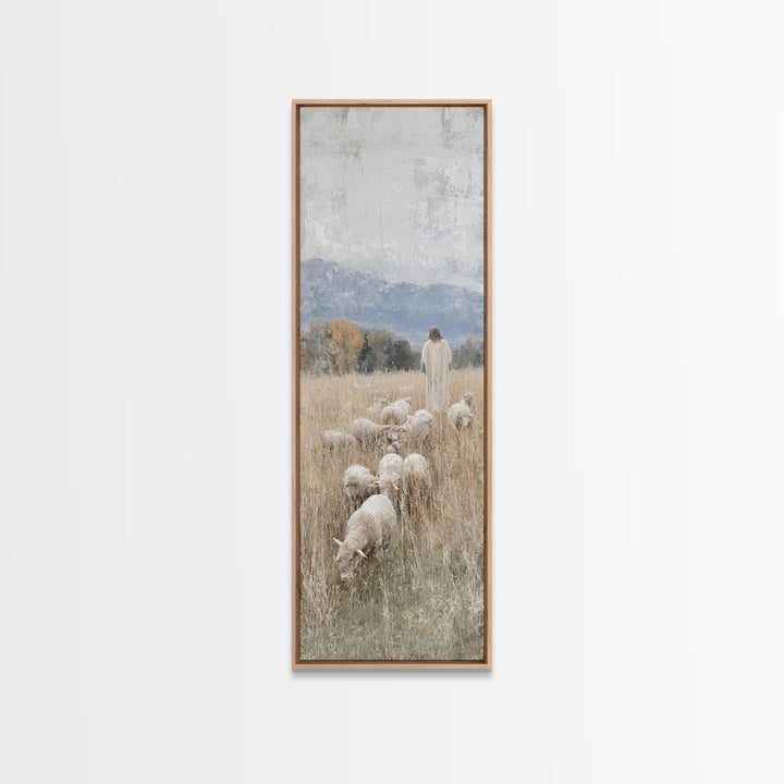Still Waters Calling, Framed Canvas Print, Christian Art Canvas, Tall Narrow Wall Art, Jesus Painting, Christian Christmas Art, Christian W