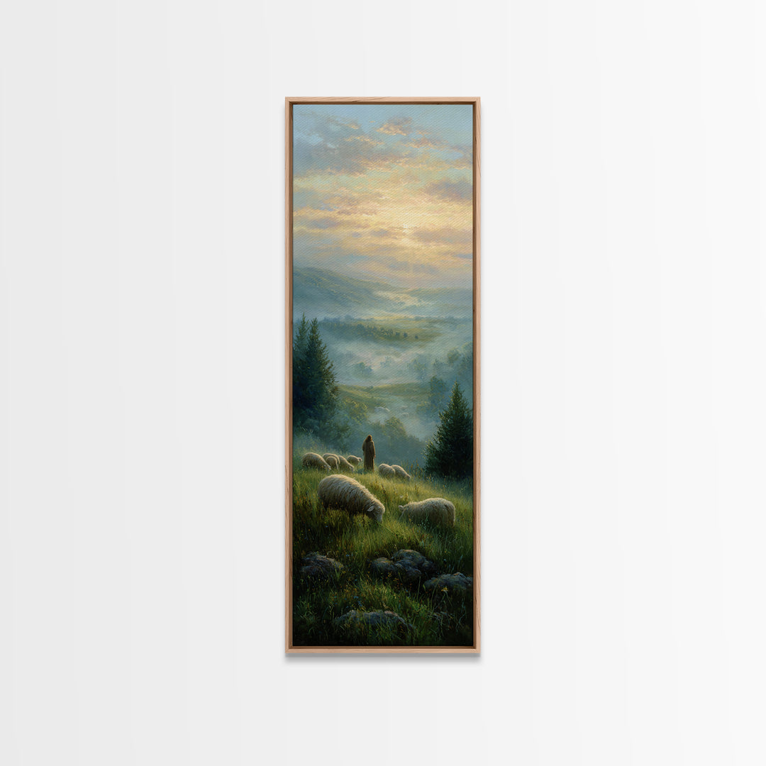 Shepherds Of Dawn – Framed Canvas Print – Christian Wall Art – Jesus Painting – Christian Art Canvas – Tall Narrow Wall Art – Christian Chr