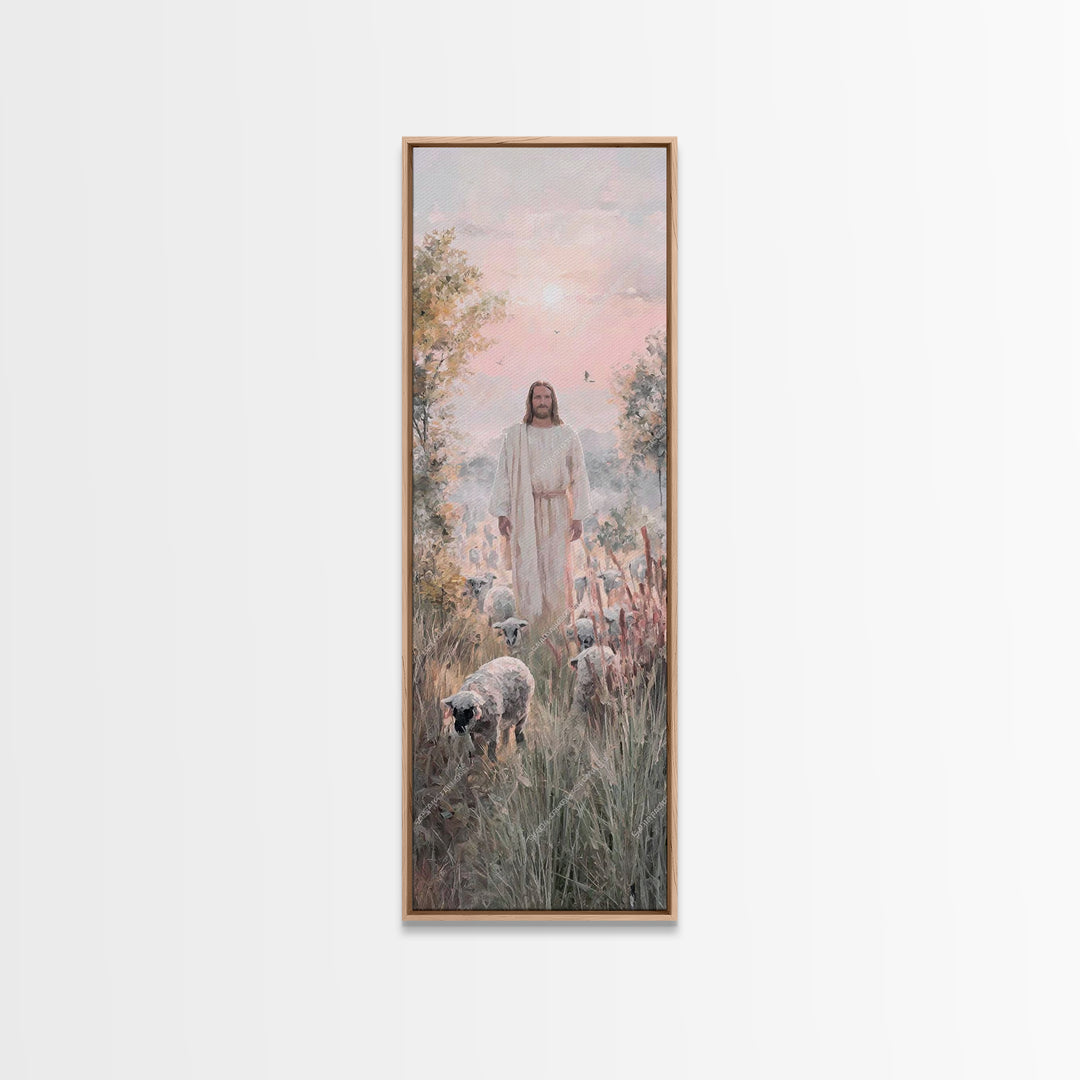 Grace In The Meadow – Framed Canvas Print – Christian Art Canvas – Christian Wall Art – Jesus Painting – Skinny Art – Christian Christmas A