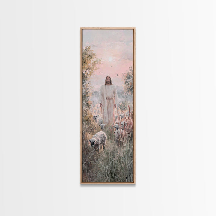 Grace In The Meadow – Framed Canvas Print – Christian Art Canvas – Christian Wall Art – Jesus Painting – Skinny Art – Christian Christmas A