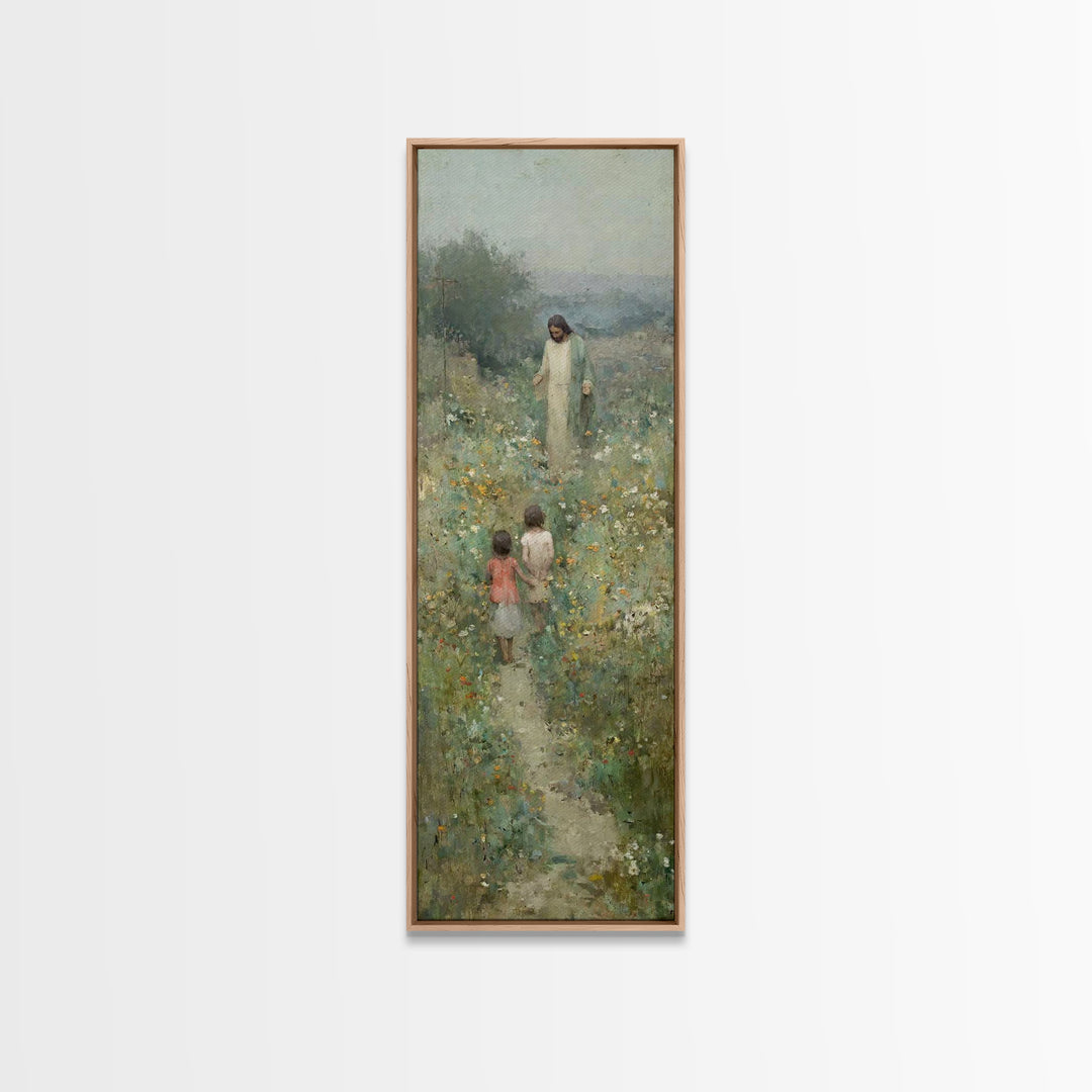 Blooming Promise – Framed Canvas Print – Christian Art Canvas – Christian Wall Art – Jesus Painting – Narrow Art – Christian Christmas Art