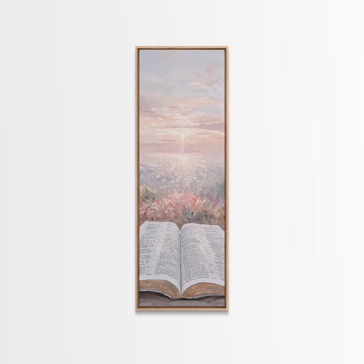 Dawn Of Scripture – Framed Canvas Print – Narrow Art – Christian Art – Christian Art Canvas – Christian Wall Art – Christmas Art – Christia