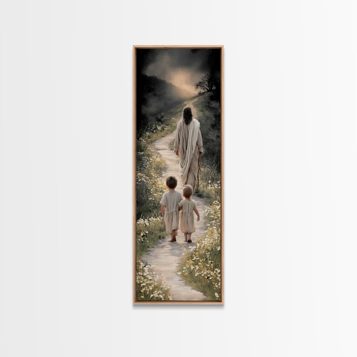 Light Of Guidance | Framed Canvas Print | Christian Art Canvas | Tall Narrow Wall Art | Jesus Painting | Christian Wall Art | Christmas Art