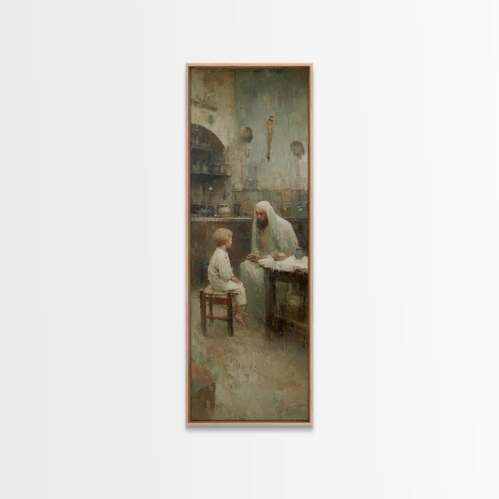 Quiet Teaching – Framed Canvas Print – Christian Art Canvas – Narrow Art – Christian Wall Art – Jesus Painting – Christmas Art