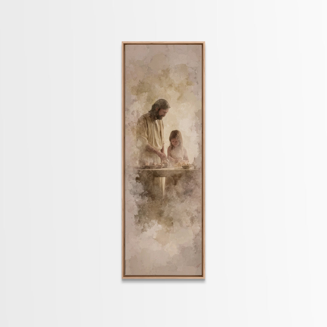 Hands Of Blessing – Framed Canvas Print – Christian Art Print – Tall Skinny Art Print – Christian Wall Art – Jesus Painting – Christmas Art