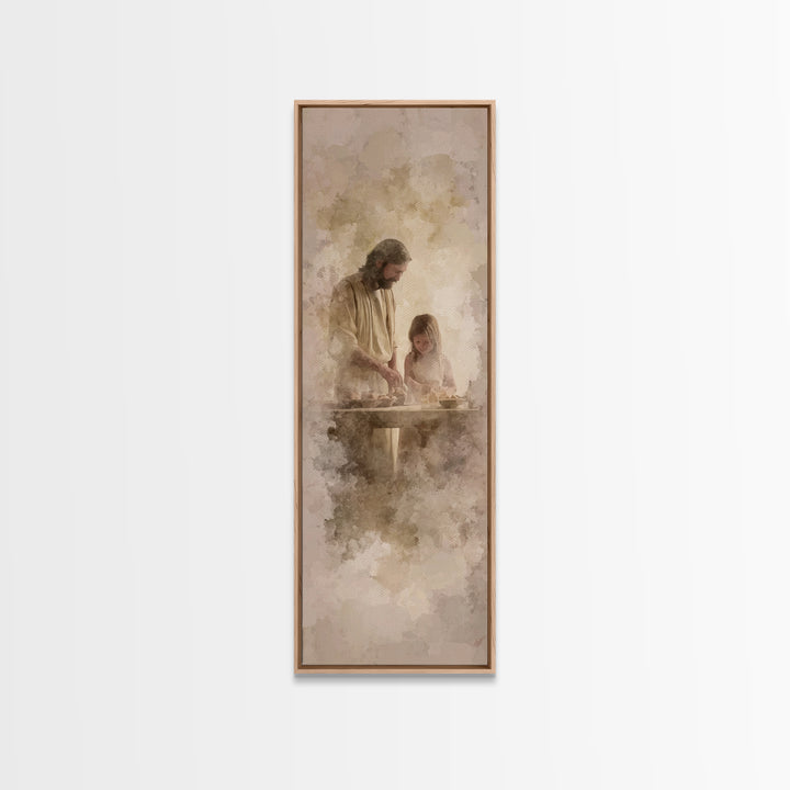 Hands Of Blessing – Framed Canvas Print – Christian Art Print – Tall Skinny Art Print – Christian Wall Art – Jesus Painting – Christmas Art