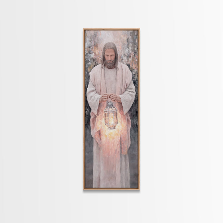 Radiant Night Watch – Framed Canvas Print – Christian Art Canvas – Skinny Art – Jesus Painting – Christian Wall Art – Narrow Art – Minimali