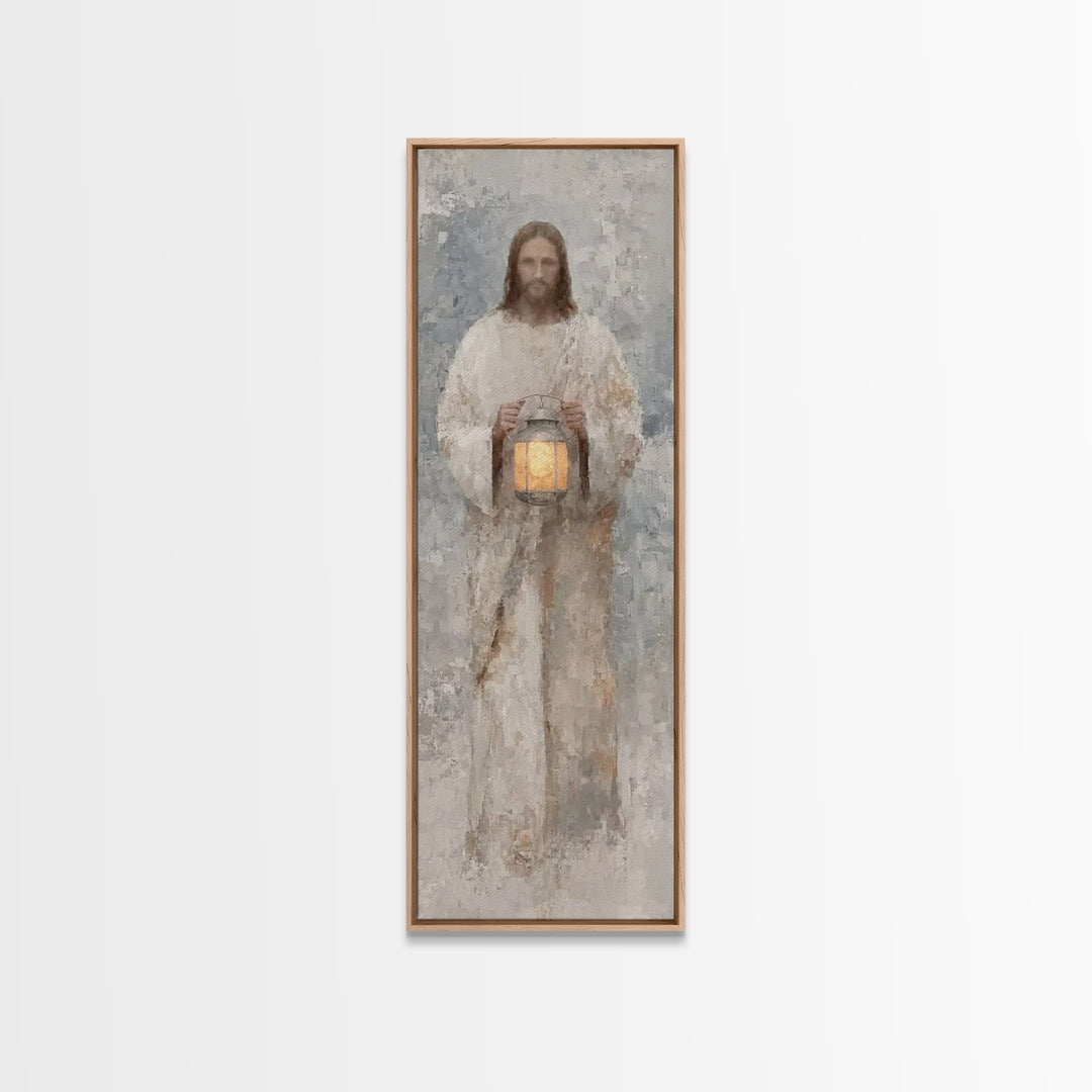 Calm Midnight Guide – Framed Canvas Print – Christian Wall Art – Jesus Painting – Christian Art Canvas – Skinny Art – Narrow Art – Modern C