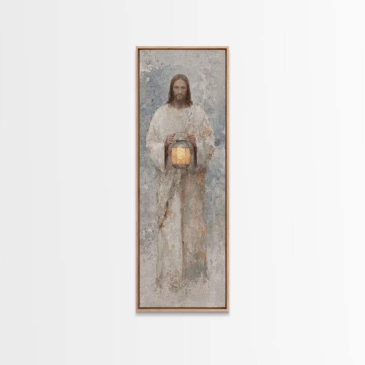 Calm Midnight Guide – Framed Canvas Print – Christian Wall Art – Jesus Painting – Christian Art Canvas – Skinny Art – Narrow Art – Modern C