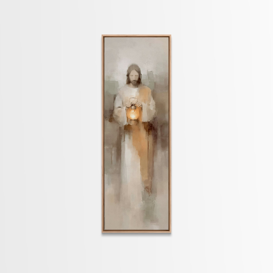 Stillness Of Light – Framed Canvas Print – Christian Art Canvas – Jesus Painting – Christian Wall Art – Skinny Art – Narrow Art – Modern Ch