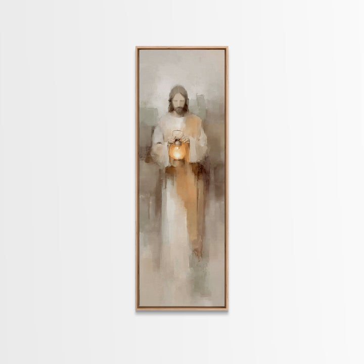 Stillness Of Light – Framed Canvas Print – Christian Art Canvas – Jesus Painting – Christian Wall Art – Skinny Art – Narrow Art – Modern Ch