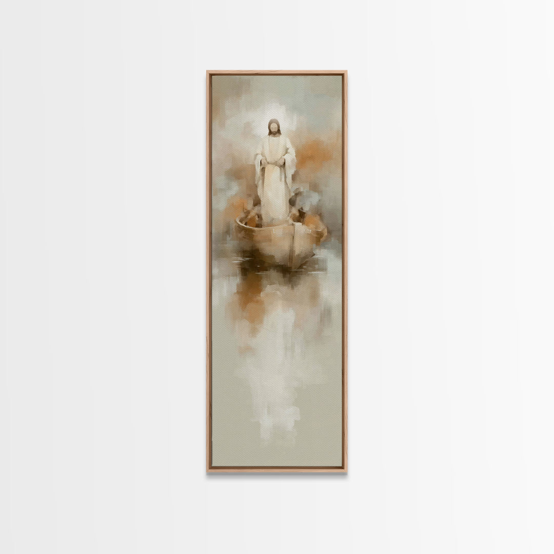Harbor Of Peace – Framed Canvas Print – Tall Skinny Art Print – Christian Wall Art – Jesus Painting – Christian Art Canvas – Christmas Art