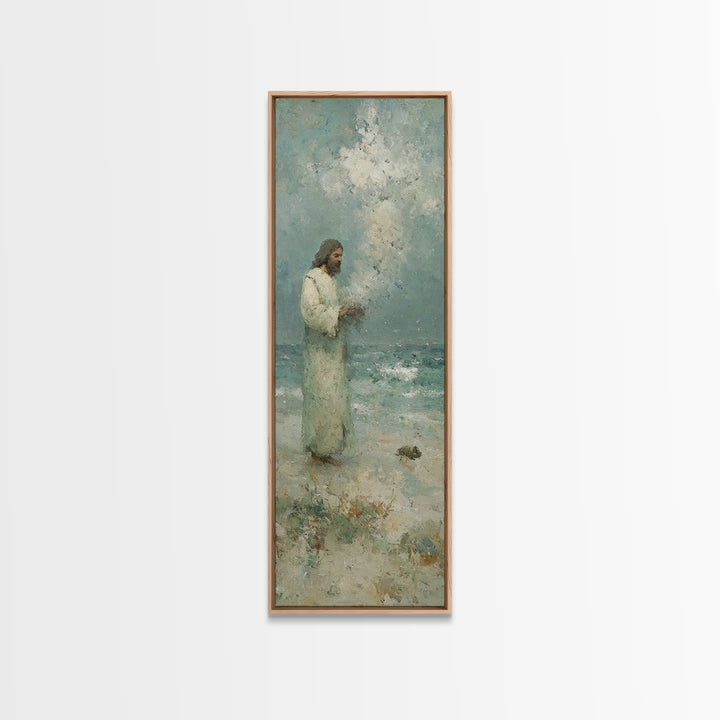 Waves Of Mercy | Framed Canvas Print | Tall Skinny Art Print | Christian Painting | Jesus Art Print | Christian Art Canvas | Christmas Wall