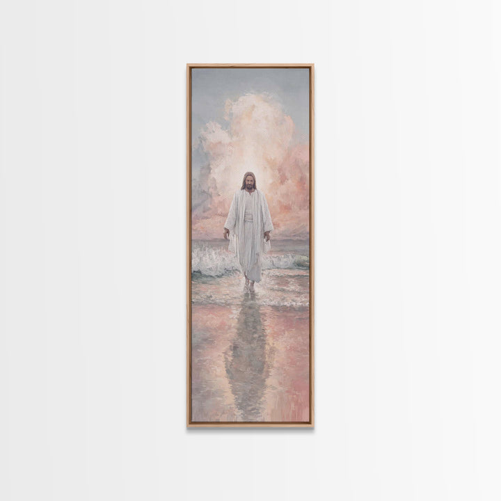 Morning Haven Stillness, Framed Canvas Print, Narrow Art, Christian Art Canvas, Jesus Painting, Christian Wall Art, Christian Christmas Art