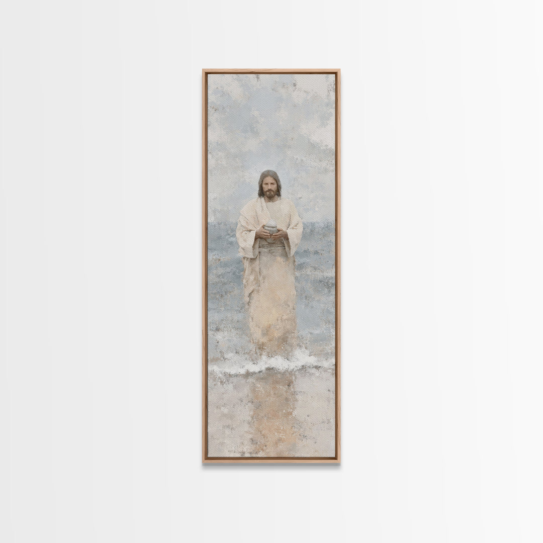 Heavenly Tide Path – Framed Canvas Print – Tall Narrow Wall Art – Christian Art Print – Jesus Painting – Christian Art Canvas – Christmas A