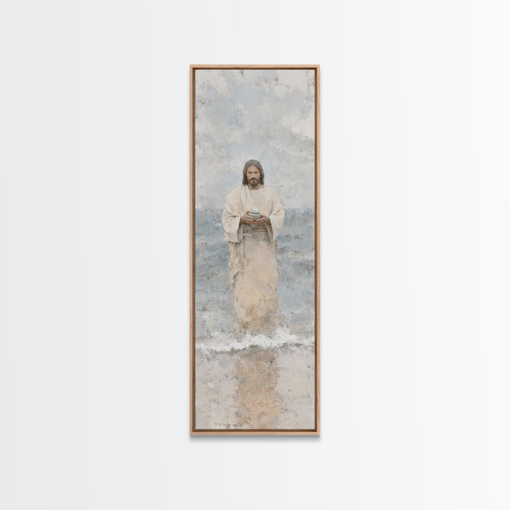 Heavenly Tide Path – Framed Canvas Print – Tall Narrow Wall Art – Christian Art Print – Jesus Painting – Christian Art Canvas – Christmas A