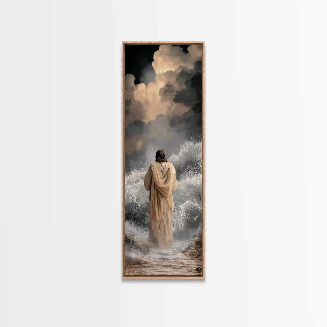 Eternal Sea Quiet | Framed Canvas Print | Skinny Art | Christian Wall Art | Jesus Painting | Christian Art Work | Christmas Art