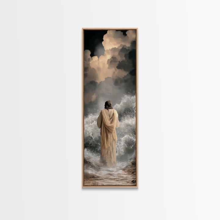 Eternal Sea Quiet | Framed Canvas Print | Skinny Art | Christian Wall Art | Jesus Painting | Christian Art Work | Christmas Art