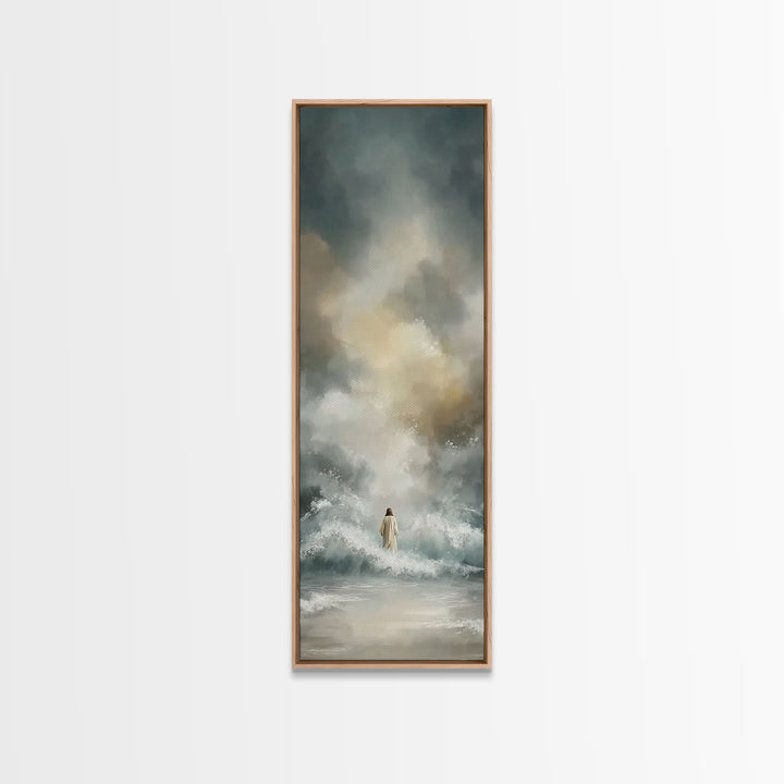 Cliffside Hope Rise – Framed Canvas Print – Tall Skinny Art Print – Christian Painting – Christian Art Canvas – Jesus Painting – Christmas