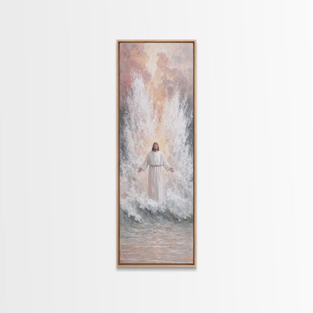 Heavenly Ascent | Framed Canvas Print | Tall Narrow Wall Art | Christian Wall Art | Jesus Painting | Christian Art Canvas | Christmas Art