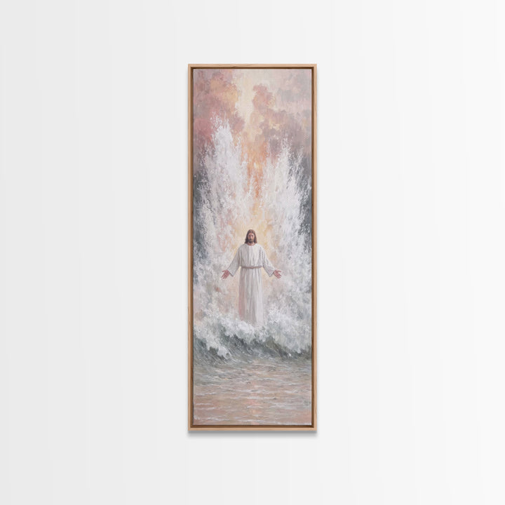 Heavenly Ascent | Framed Canvas Print | Tall Narrow Wall Art | Christian Wall Art | Jesus Painting | Christian Art Canvas | Christmas Art
