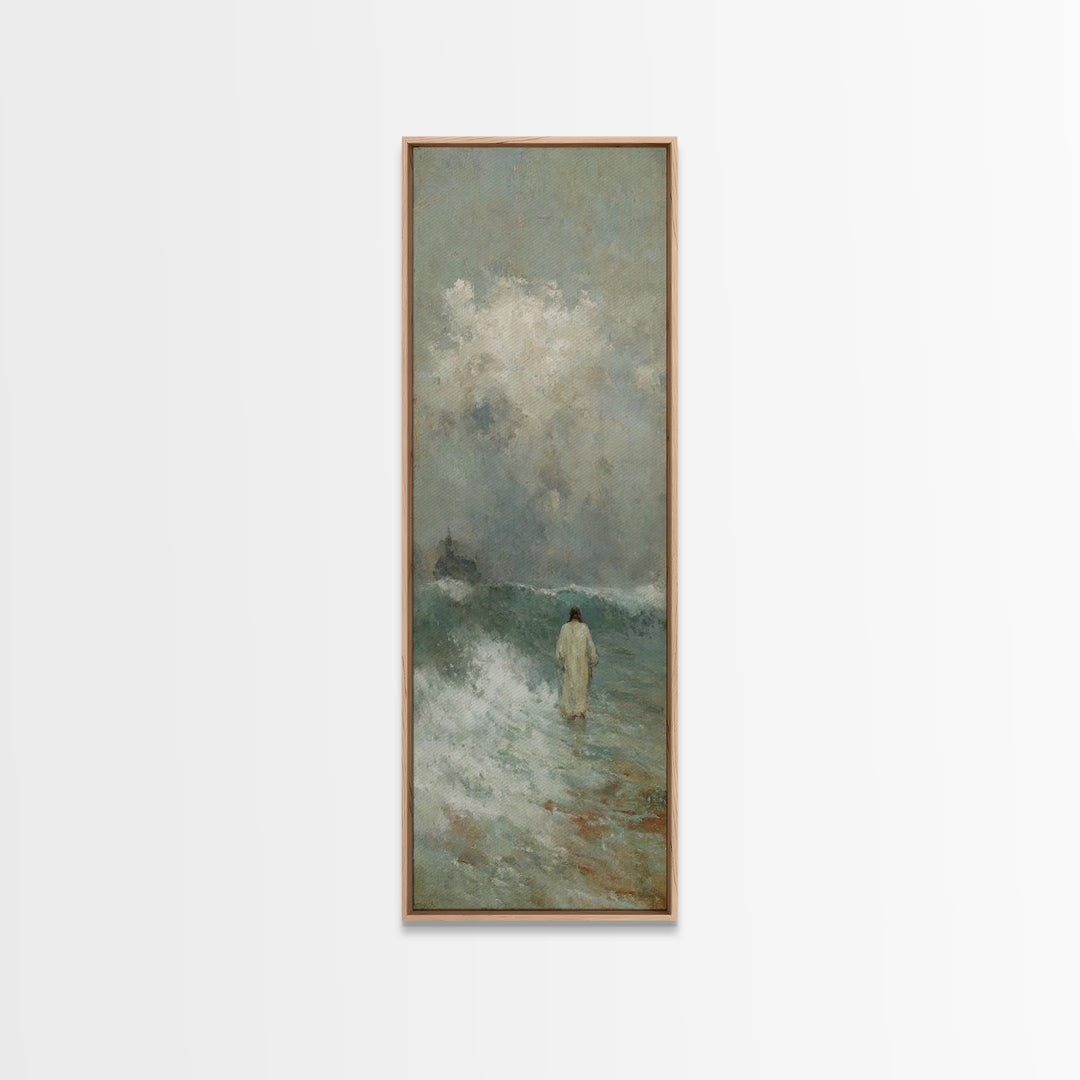 Stormless Grace, Framed Canvas Print, Tall Skinny Art Print, Christian Wall Art, Jesus Painting, Christian Canvas, Christmas Art